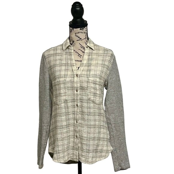 Holding Horses Forsby Plaid Button Up Tunic Blouse S Gauze Lagenlook Minimalist - Picture 2 of 10